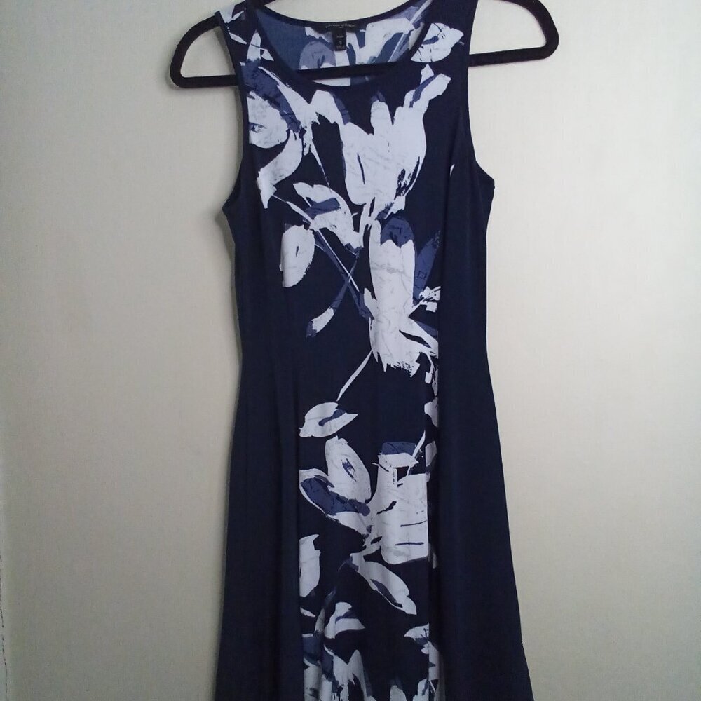 Banana Republic Dress Women S Sleeveless Soft Stretch Pattern Blue White